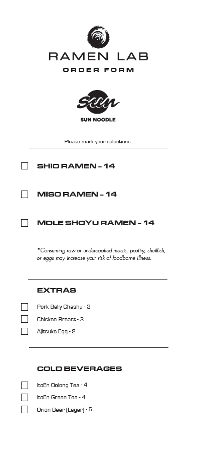 This is the order form that was filled out for each customer